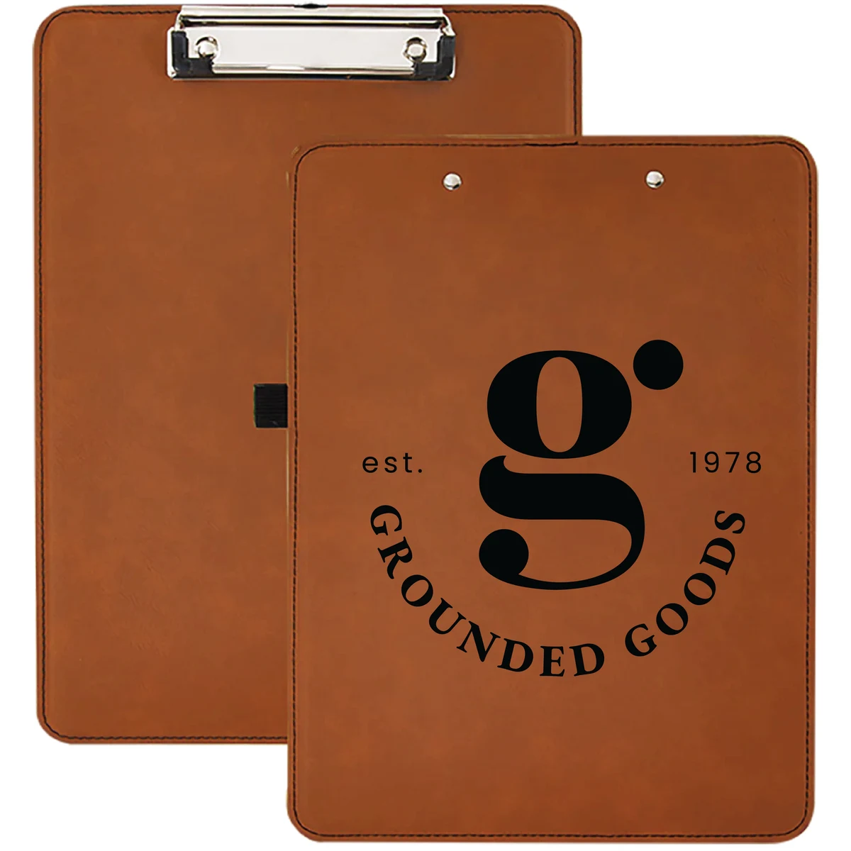 9" x 12 1/2" Rawhide/Black Leatherette Clipboard 1