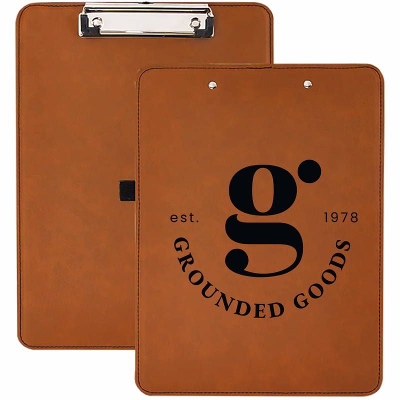 9" x 12 1/2" Rawhide/Black Leatherette Clipboard