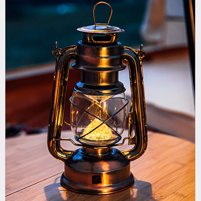 Vintage LED Hurricane Lantern with Dimmer Switch