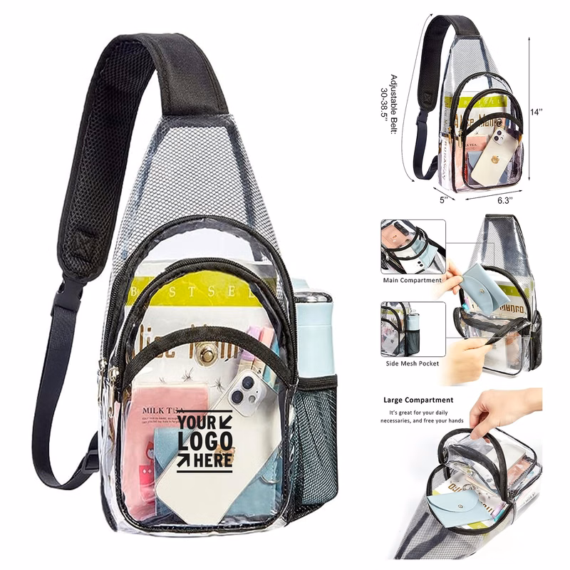 Women Men Stadium Approved Small Shoulder Backpack Casual Crossbody Chest Clear Sling Bag