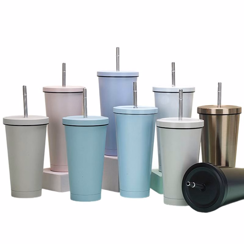 17 oz Stainless Steel Tumbler W/ Straw