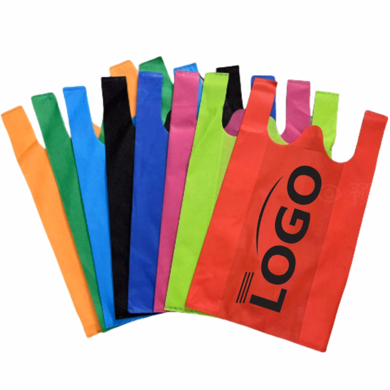 Large Grocery T-shirt Bags Bulk Non Woven 13.78" X 6.30" X 23.62"