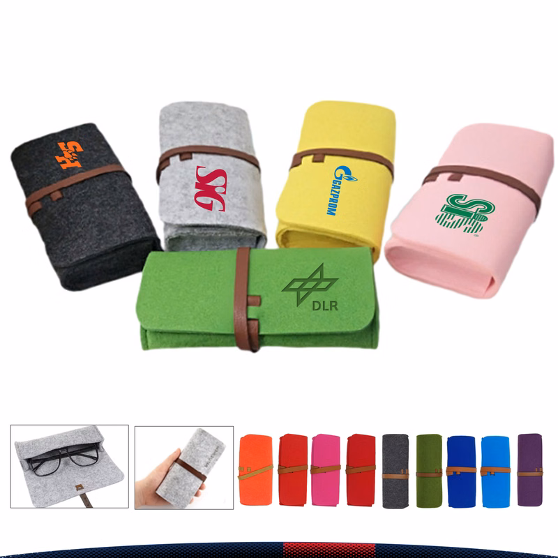 Skopee Reversible Felt Roll-Up Glasses Pouch