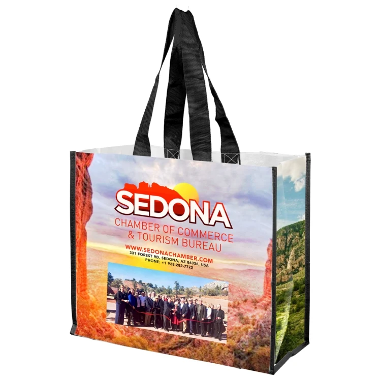 17"W x 14"H x 8"Gusset - "WENDY" Full Color Laminated Woven Wrap Tote and Shopping Bag 1
