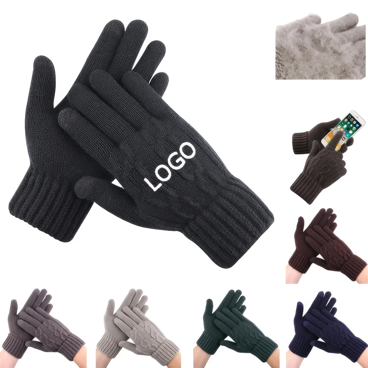 Touch Screen Saver Warm Knit Fleece Fingertip Gloves 1