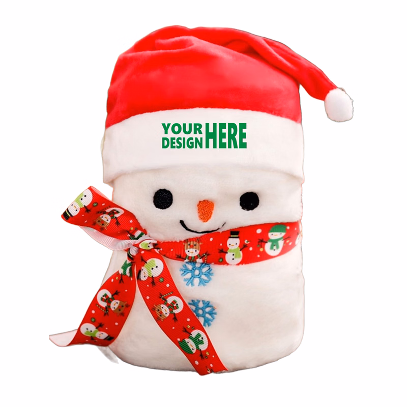 MOQ 50 Cozy Snowman Plush Blanket for Christmas