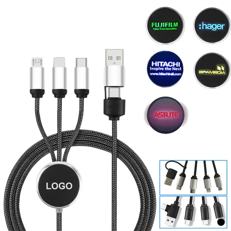Custom LED Glow Logo 3-in-1 USB Cable 1
