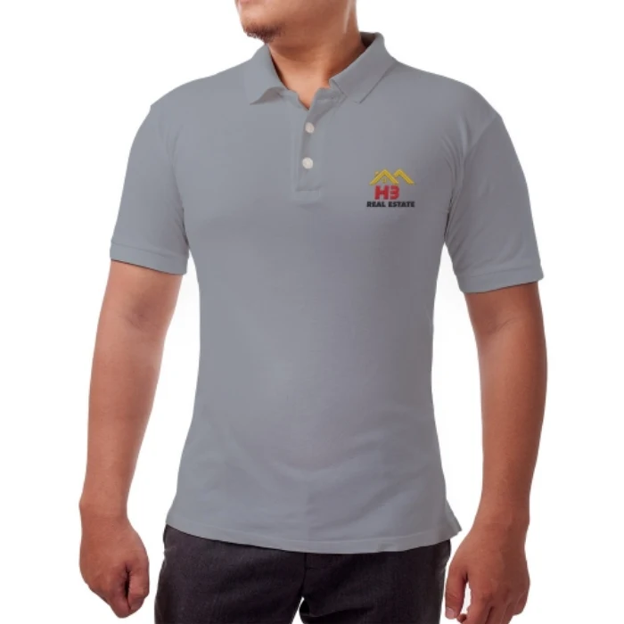 Men's Grey Polo Shirt - Embroidered 1