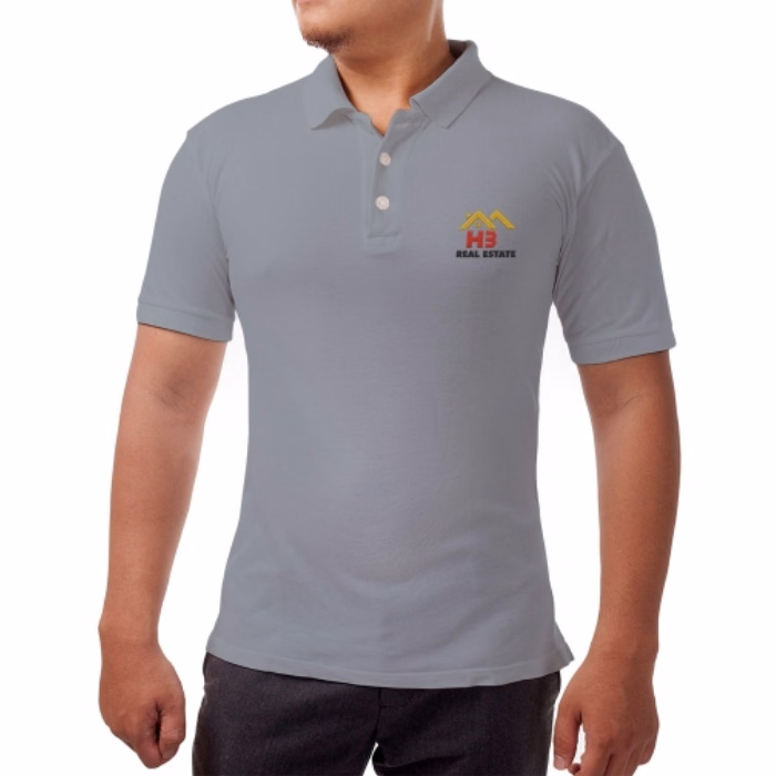 Men's Grey Polo Shirt - Embroidered
