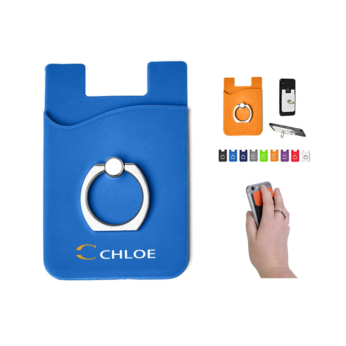 Silicone Card Holder with 360° Rotating Metal Ring 1
