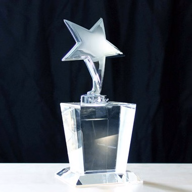 Silver plated trophy W/ Crystal Base
