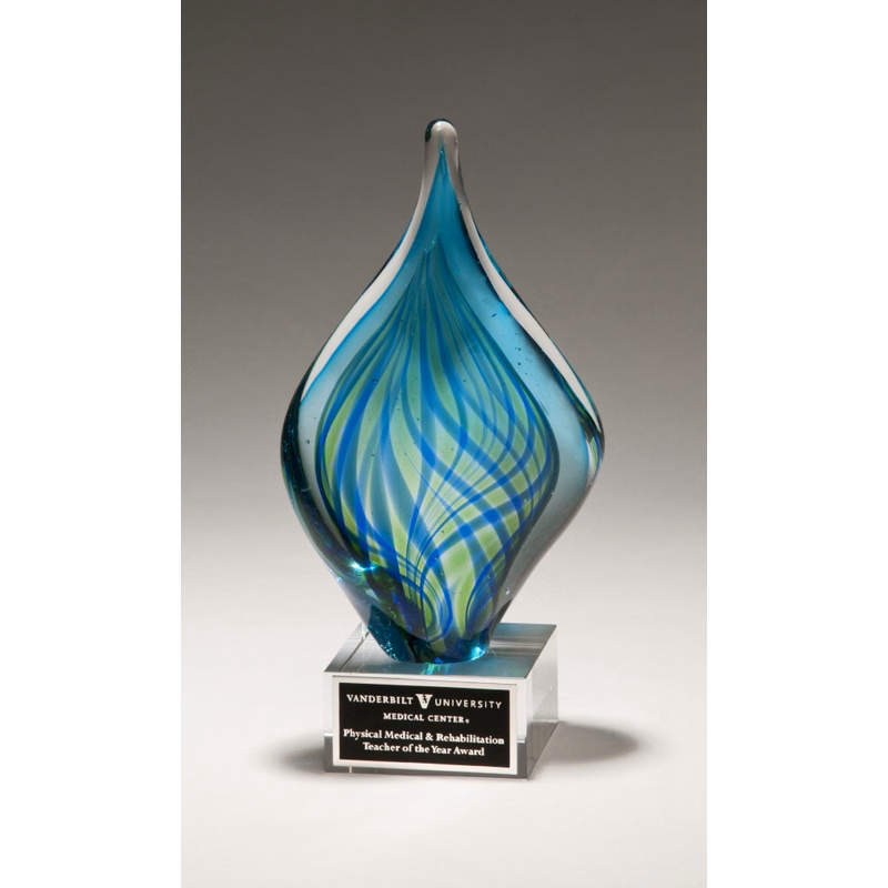 Touch of Teal Art Glass 9.5"