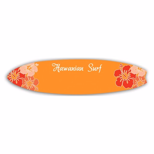 UV Printed Poly Name Badge w/ Pin Fastener (1"x4") Surfboard