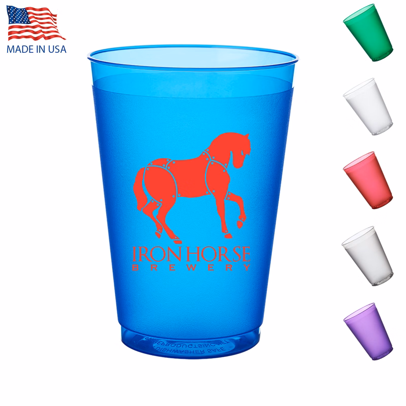 12 oz. USA Made Flex Frosted Stadium Cup w/ Flexible Plastic