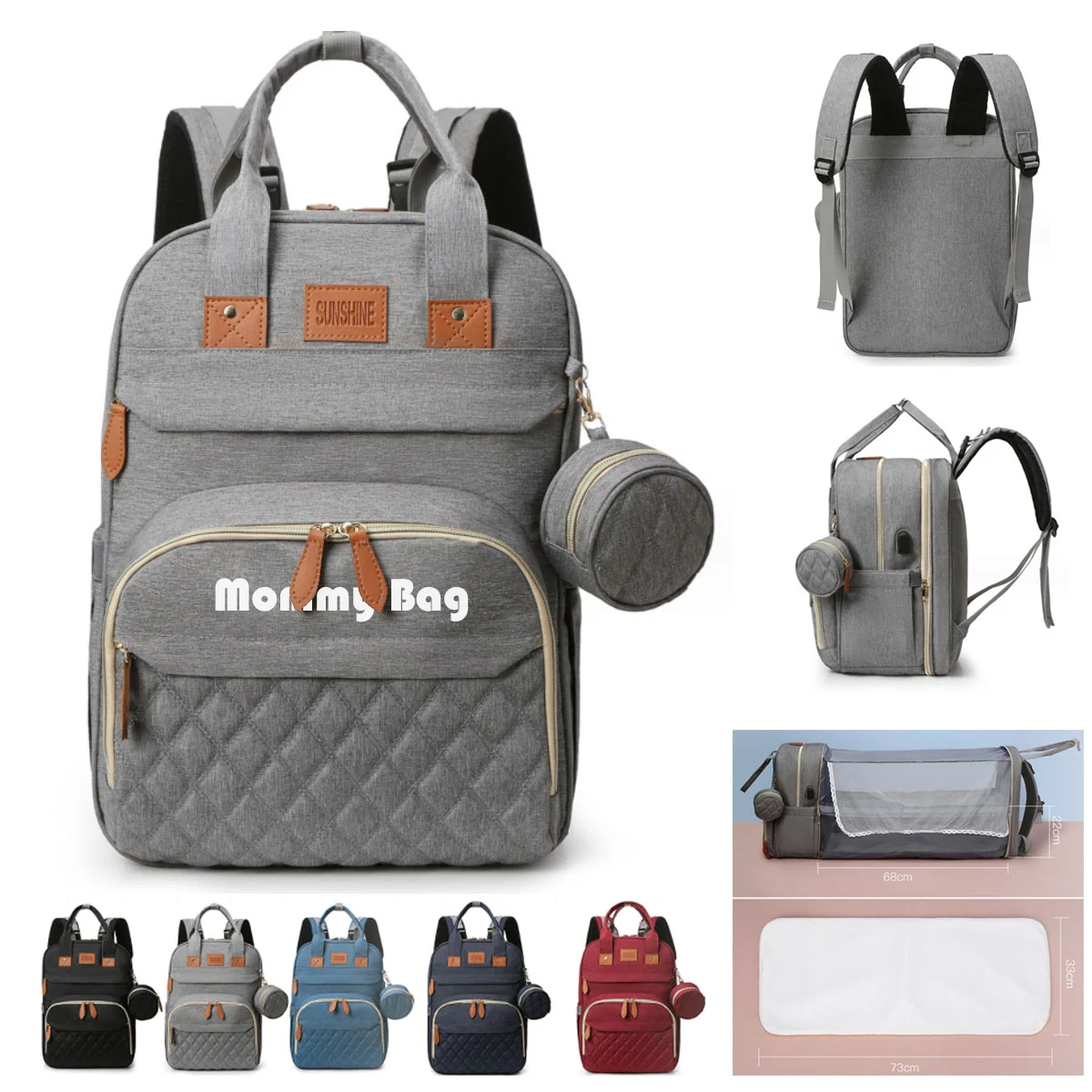 Large CapacityMultifunctional Mommy Diaper Backpack 1