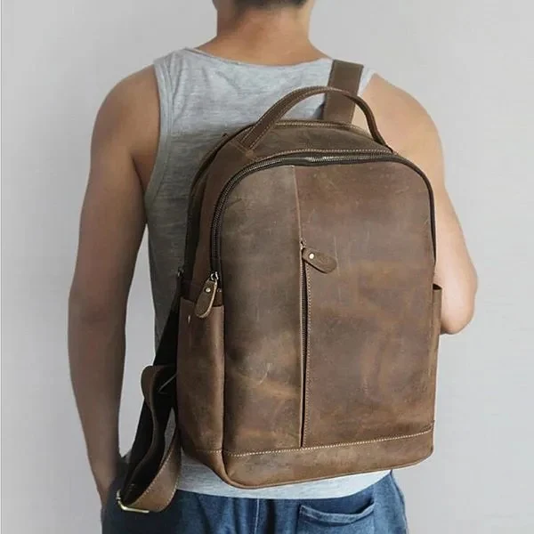 Men's Genuine Leather Laptop Backpack 1