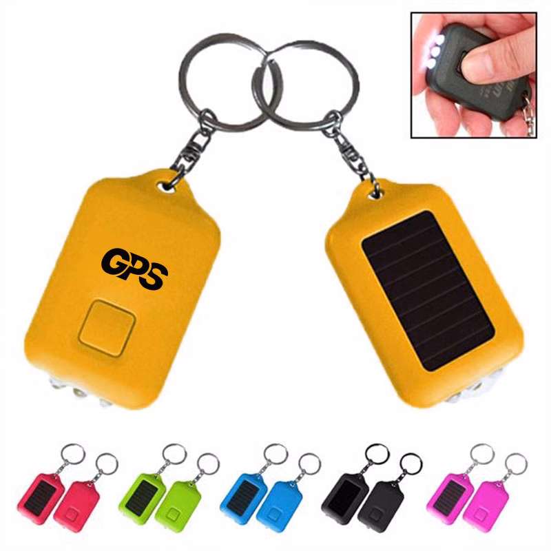 3 Leds Solar Powered Flashlight Keychain