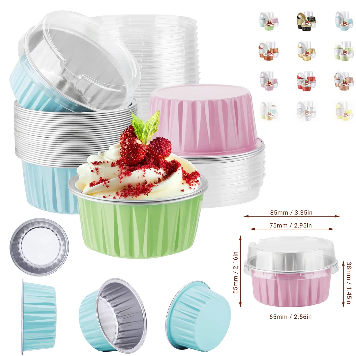 5 oz 125ml Disposable Foil Ramekins with Lids, custom paper cup with logo imprint 1