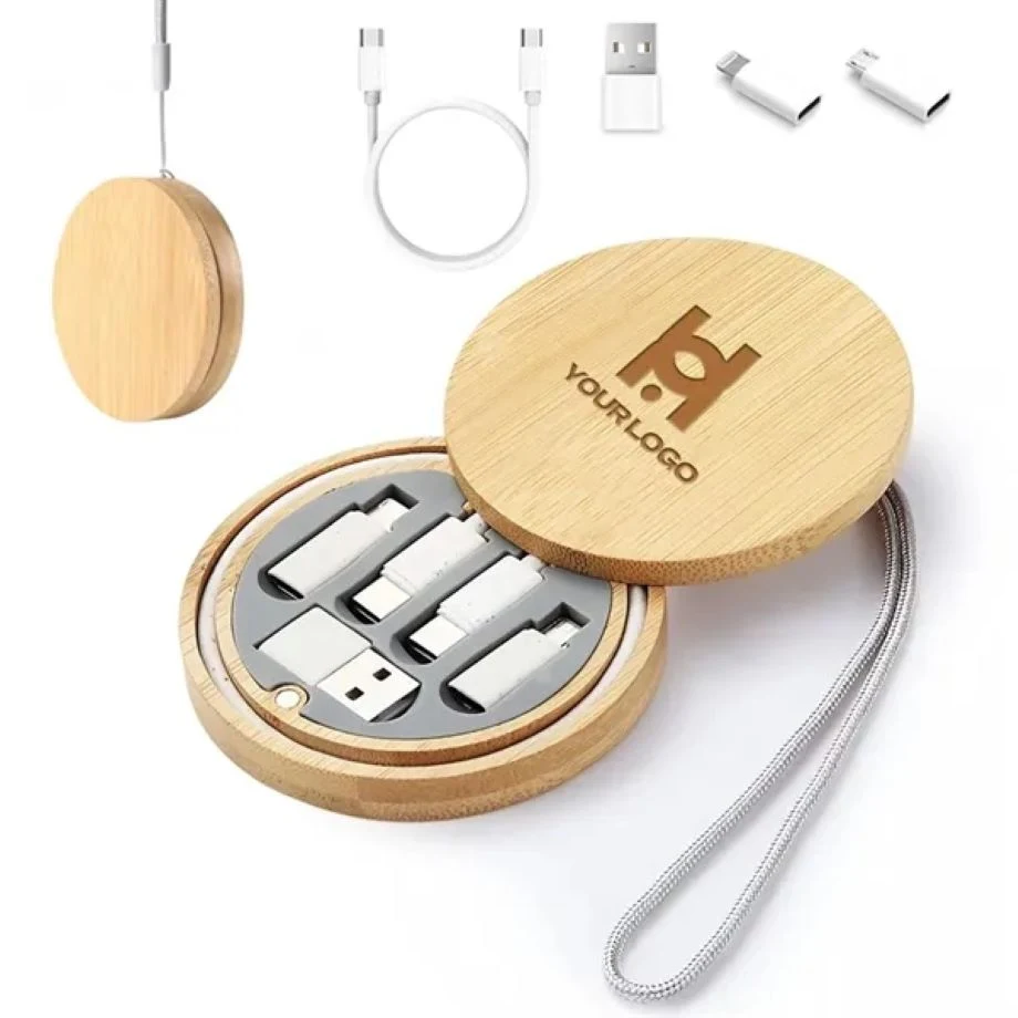 Portable multi USB charging adapter kit with bamboo case 1