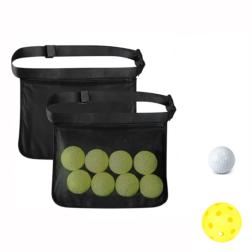 Tennis Pickleball Golf Mesh Waist Hip Ball Pouch Holder Bag 1