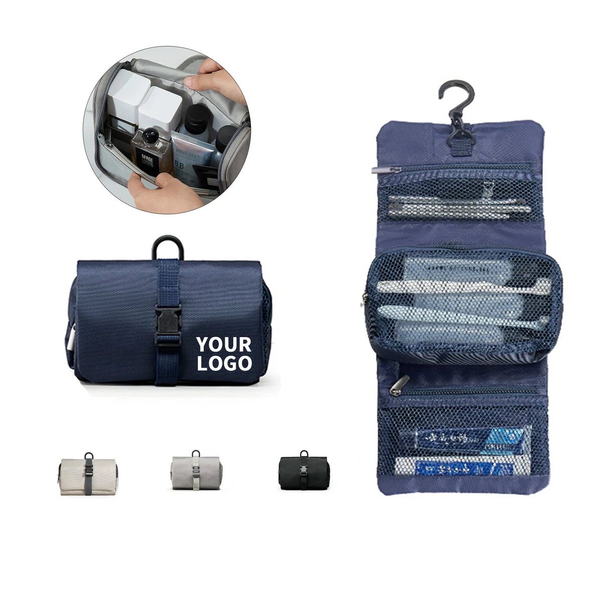 Foldable Buckle Toiletry Organizer 6.7 x 15.4" 1