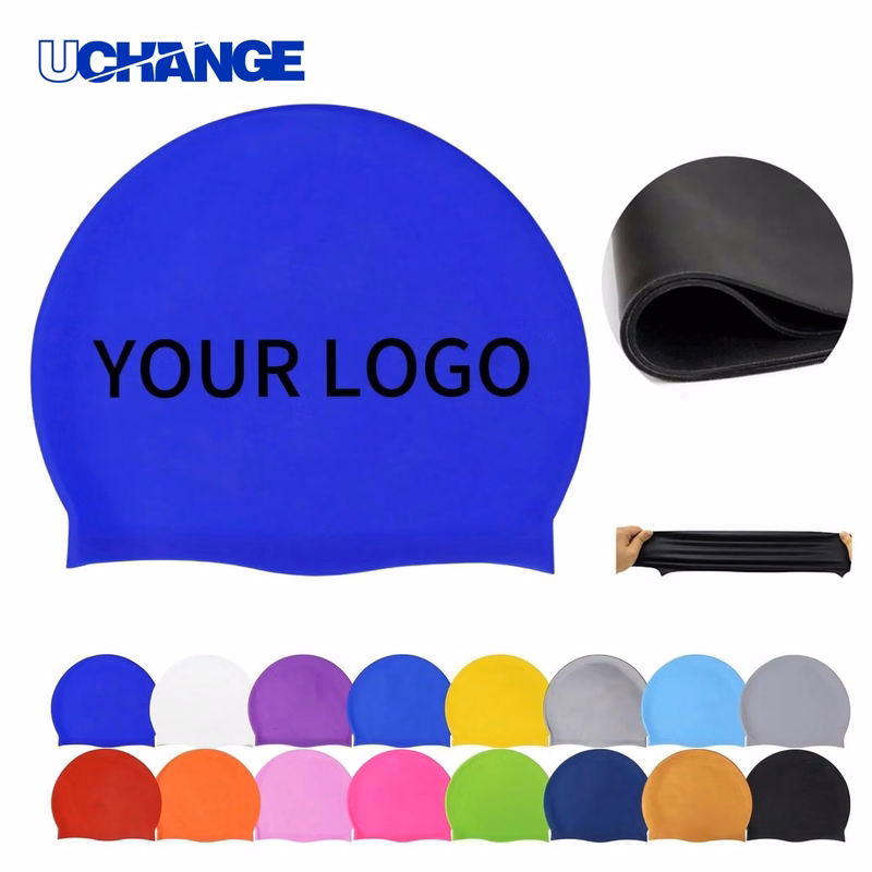 Stretchy Swim Cap Headwear with Logo Print Area