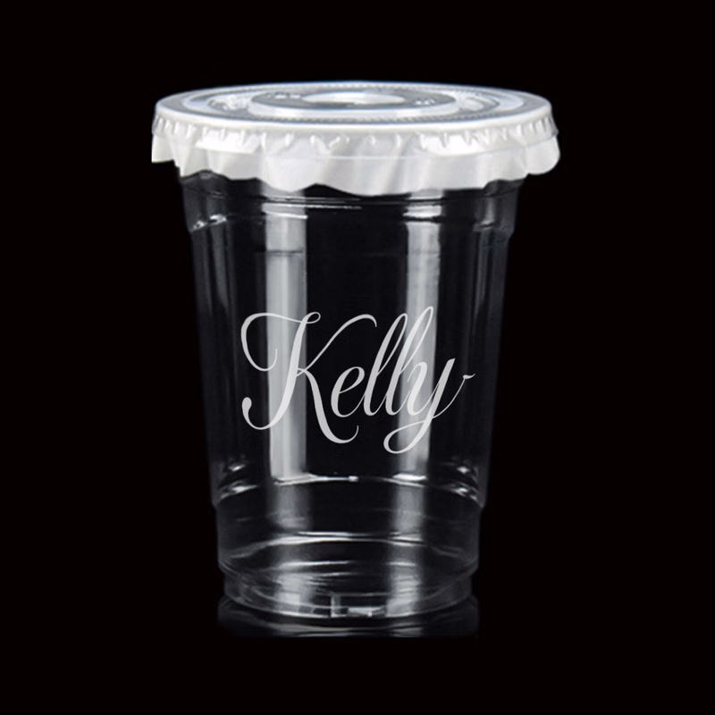 8oz Clear Disposable PET Plastic Cup w/ Straw