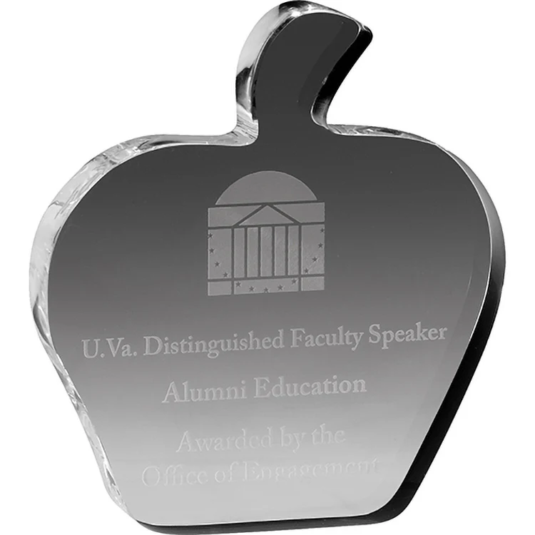 Clear Apple Paper Weight (4 1/8"x 4 5/8" 3/4") Laser Engraved 1