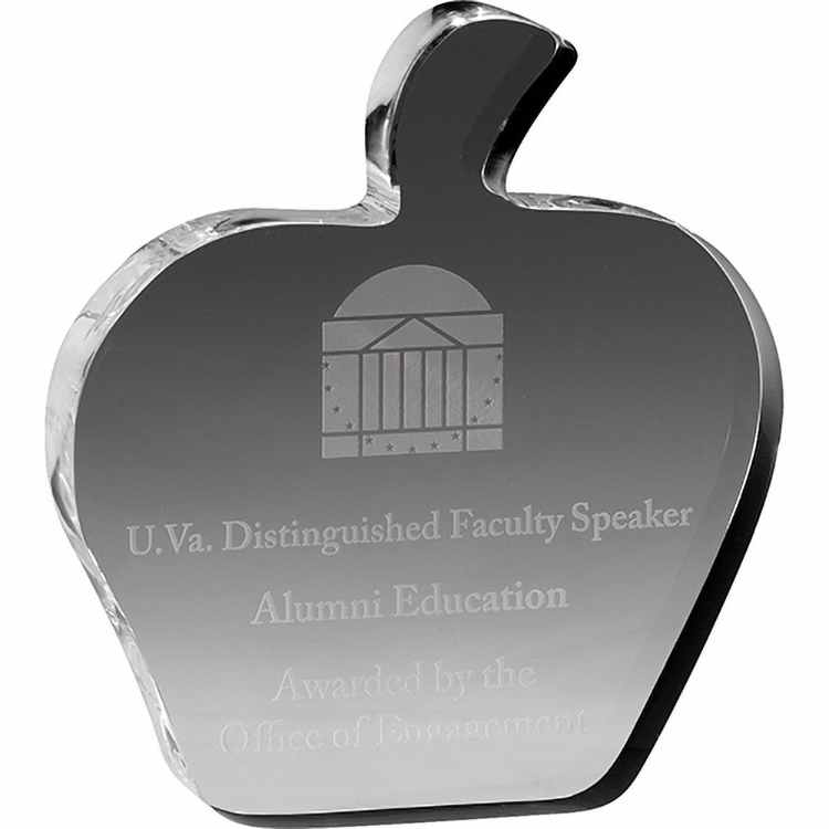 Clear Apple Paper Weight (4 1/8"x 4 5/8" 3/4") Laser Engraved
