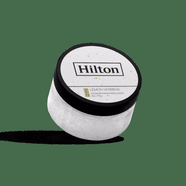 4 oz. Lemon Verbena Bath Salts in Clear Jar with Black Lid