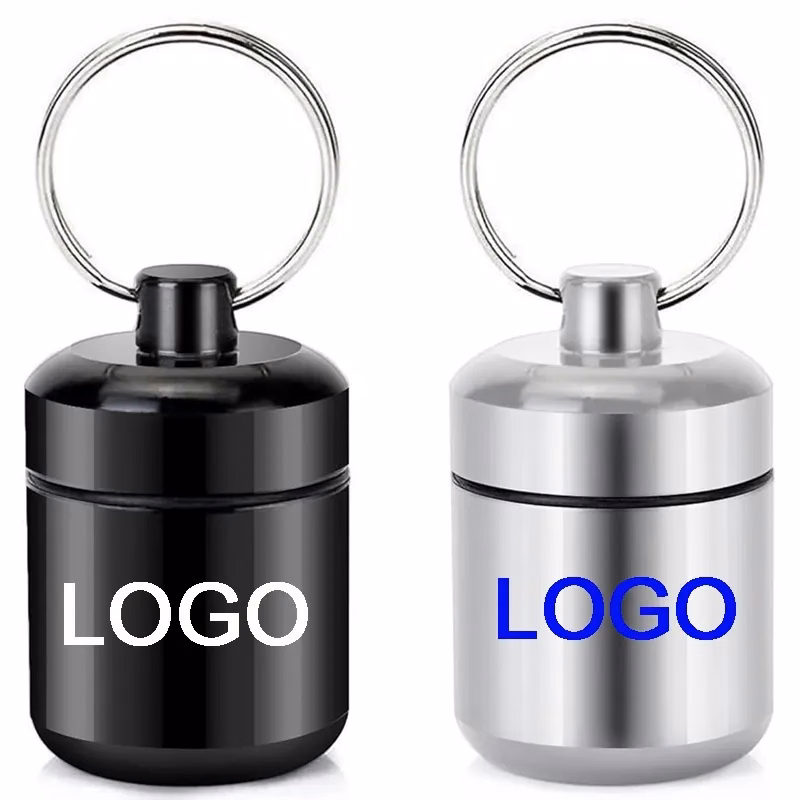 Waterproof Aluminum Pill Box with Keychain
