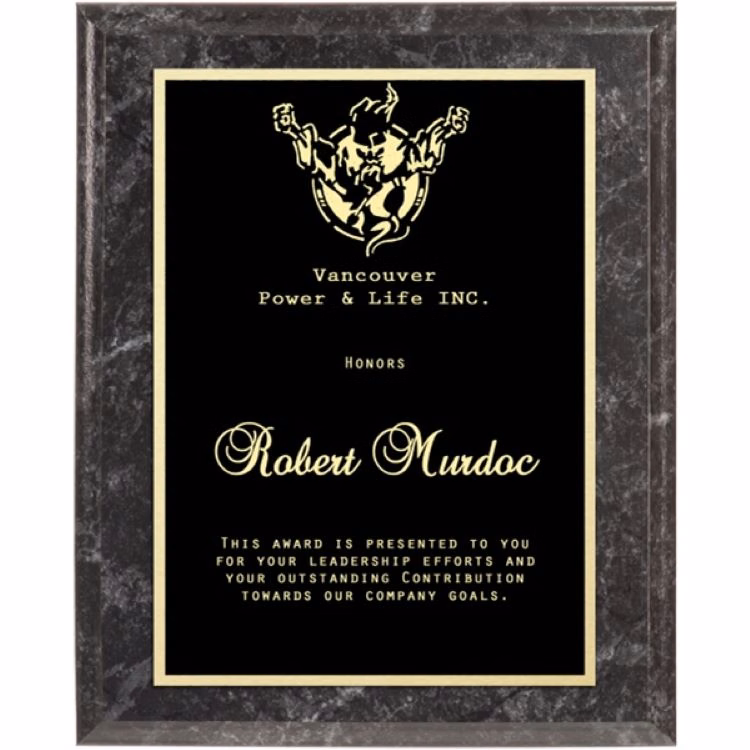 Double Plate Lasered Plaque-Marbled Black