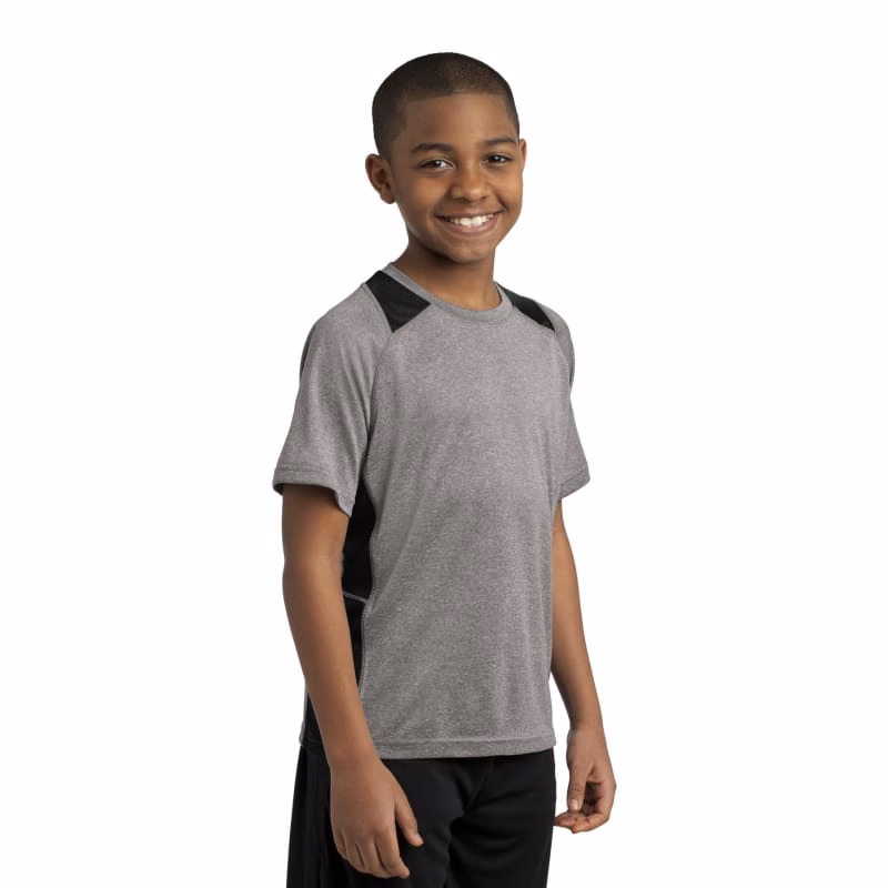 Sport-Tek Youth Heather Colorblock Contender Tee.