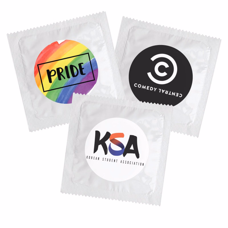 Individual Condom w/ Round 4 Color Process Printing Decal (CMYK)