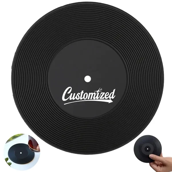 Custom Waterproof Vinyl Record PVC Coaster — Retro Music Venue & Office Promo Item 1