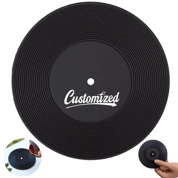 Custom Waterproof Vinyl Record PVC Coaster — Retro Music Venue & Office Promo Item
