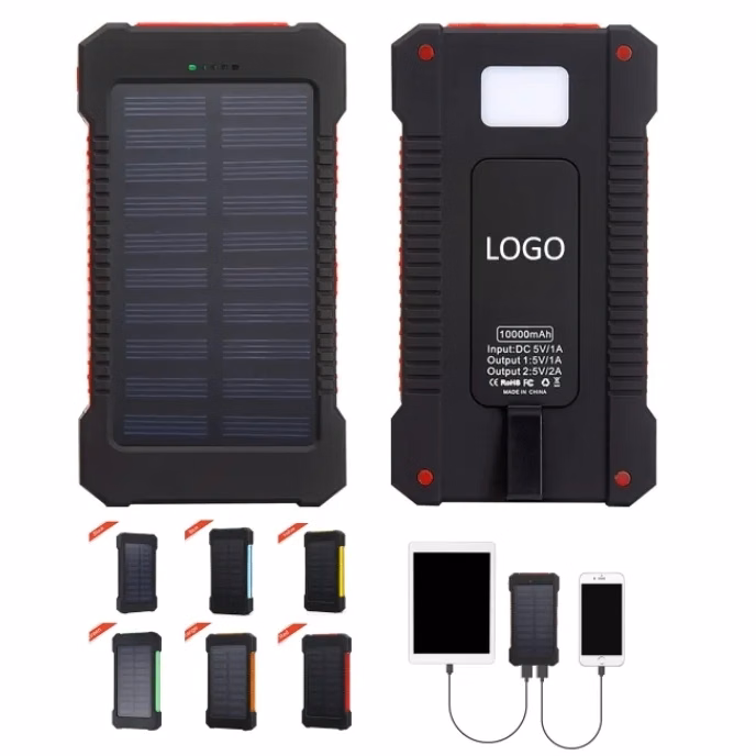 10000 mAh Solar Power Bank with LED Flashlight