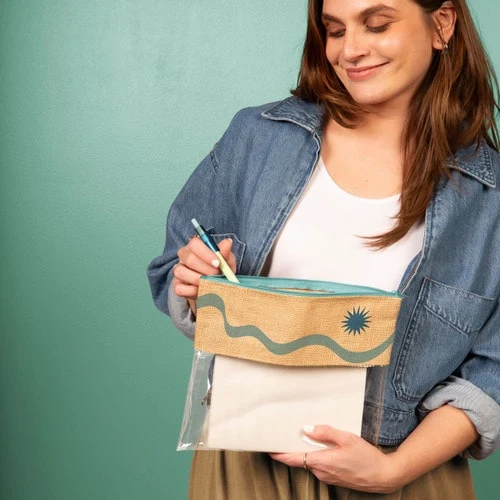 DOLLFACE POUCH - JUTE + CLEAR 1