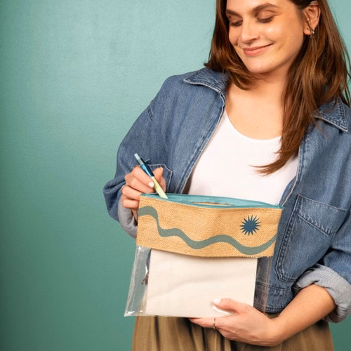 DOLLFACE POUCH - JUTE + CLEAR