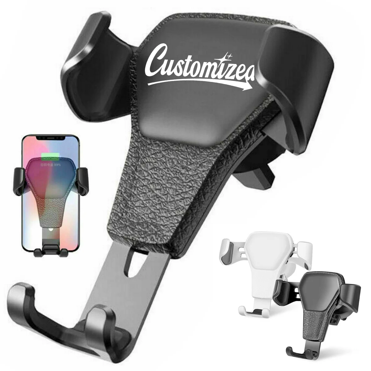 Gravity Car Vent Phone Holder with Leather Panel 1