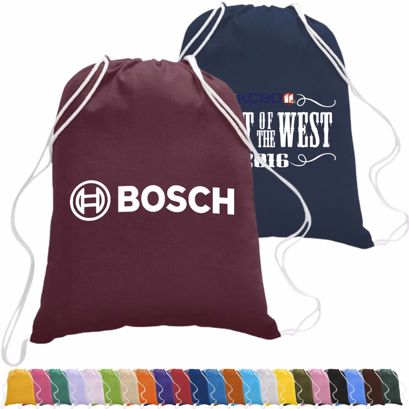 100% Cotton Drawstring Backpack USA Decorated (14" x 18")