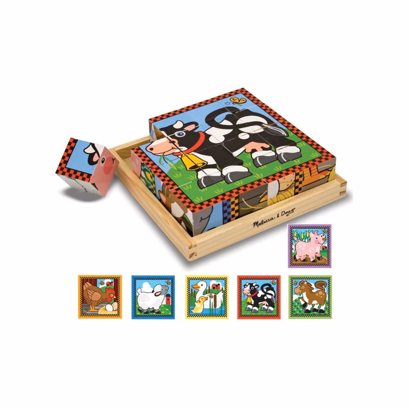 Melissa & Doug Cube Puzzles - Farm Wooden Ages 3+