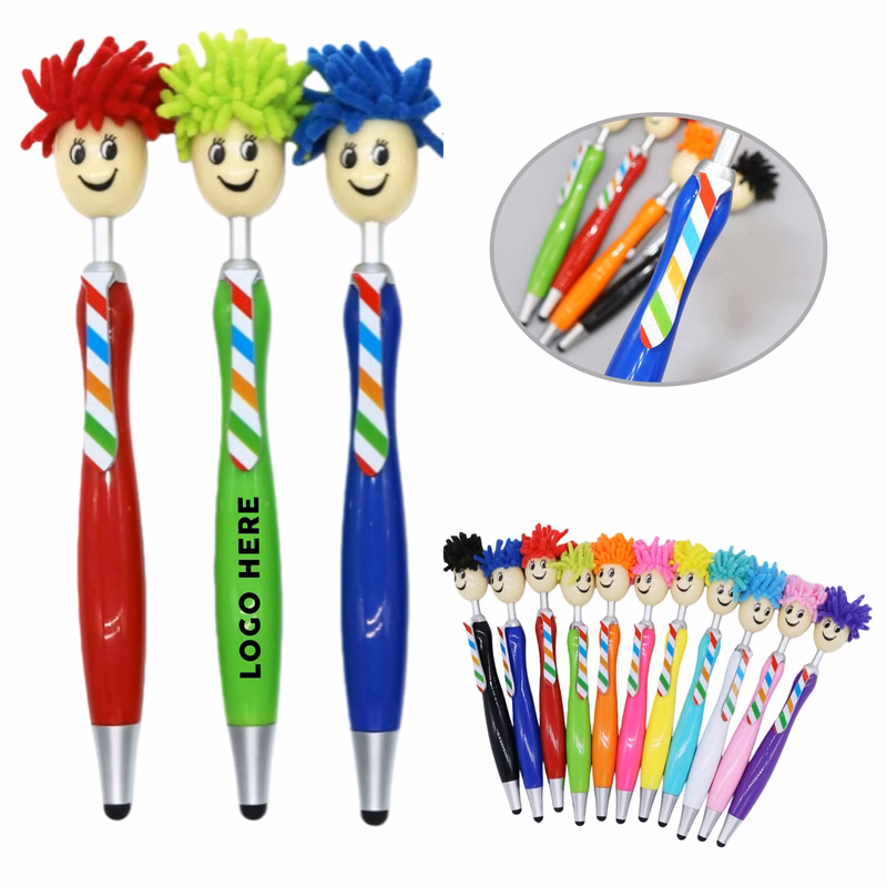 Mop Head Ballpoint Pens w/ Screen Cleaner
