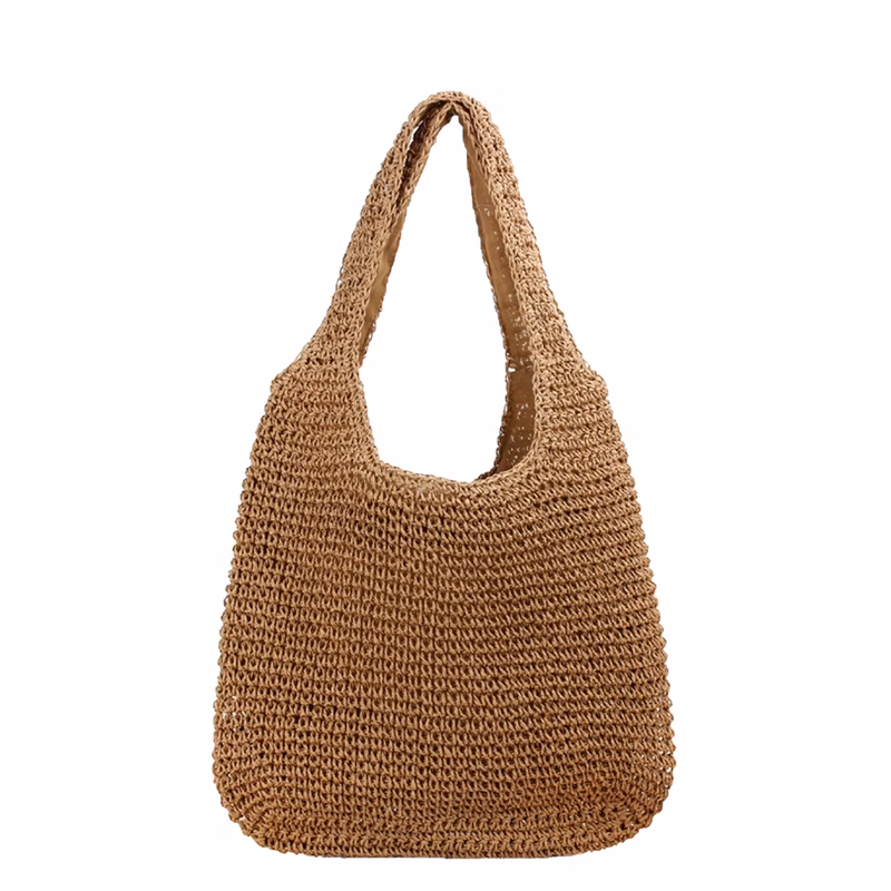 Hand-woven Soft Large Straw Shoulder Beach Bag
