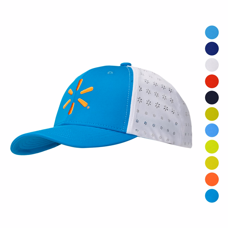 Premium 6-Panel Structured halfmoon buckram Breathable Back Panel Cap