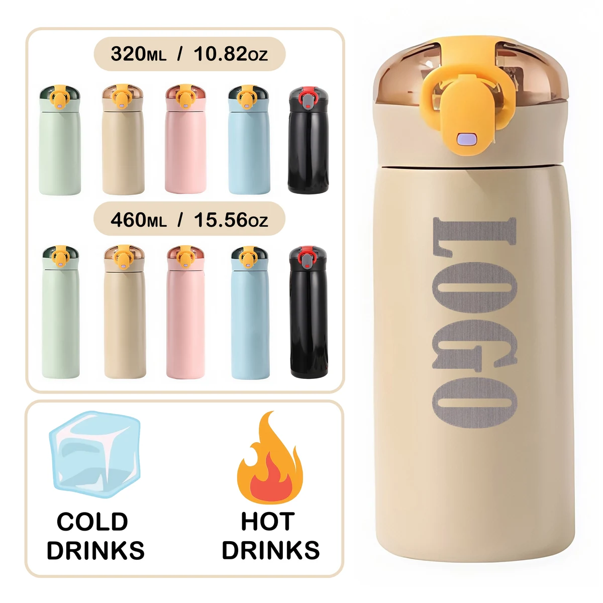 Kids Leakproof Tumbler 11oz - BPA-Free Silicone Straw & Carabiner Hook 1