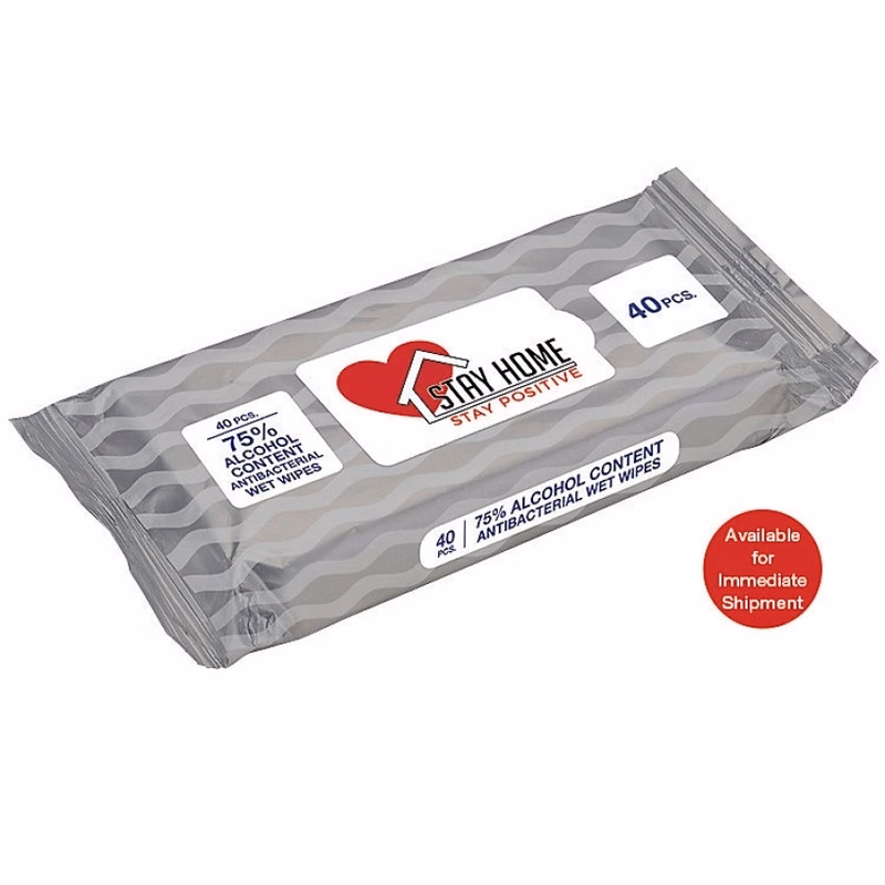 Antibacterial Wet Wipes, 75% Alcohol