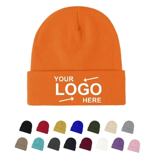 Custom Acrylic Warm Knit Beanie Cap Adjustable Fit — Winter Brand Apparel 1