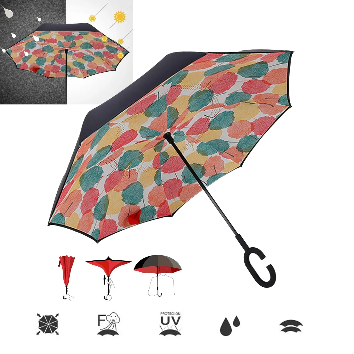 Inverted Reverse Umbrella C-Shaped Handle 1