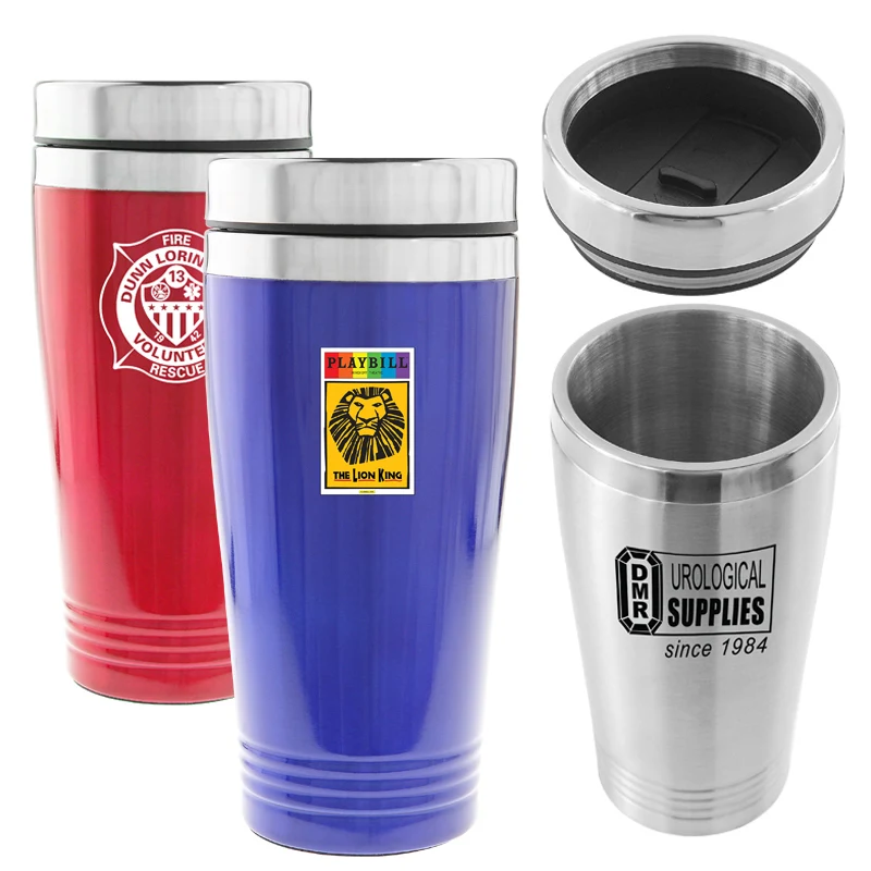 16 Oz. SceneSetter Double Wall 18/8 Stainless Steel Tumbler (Blue) 1